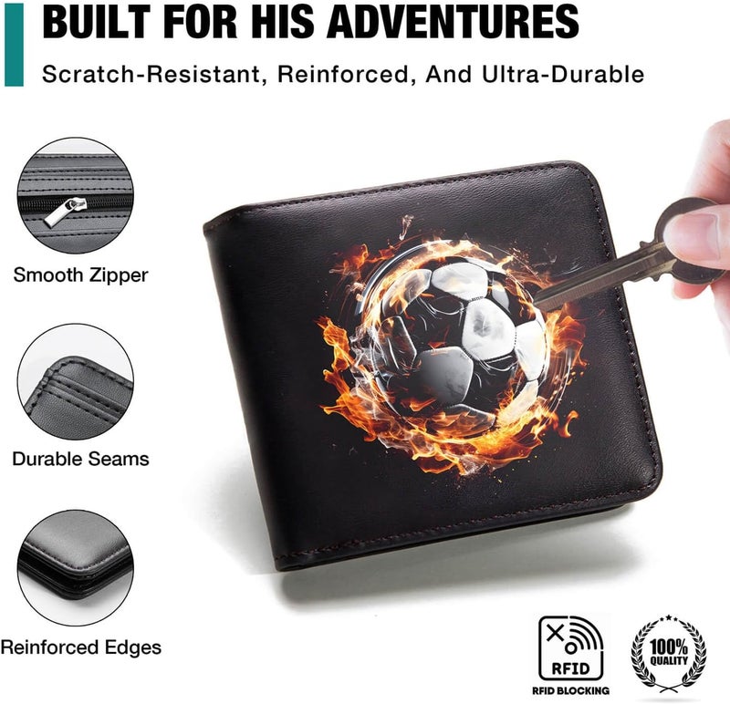 Amutta Kids Wallet for Boys, Cool Teen Boys Wallet for Kids Ages 4-5-6-7-8-9-10-11-12-13-14-15-16, Leather Wallet for Teen Boy, Soccer Bifold Bi Fold Teenage Teenager Youth Gift Christmas Birthday - Image 5